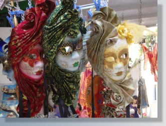 Venetian masks on the market at Rialto, Venice